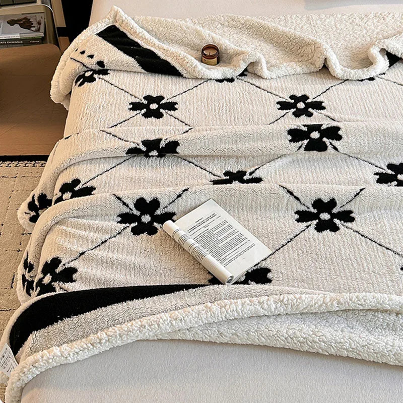 Afralia™ Double-Layer Jacquard Lamb Wool Blanket - Cozy Sofa Throw for Winter Home Comfort