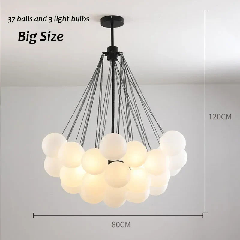 Afralia™ Glass Chandelier: Nordic 19/37 Ball LED Lighting, Black Gold Pendant for Home Décor