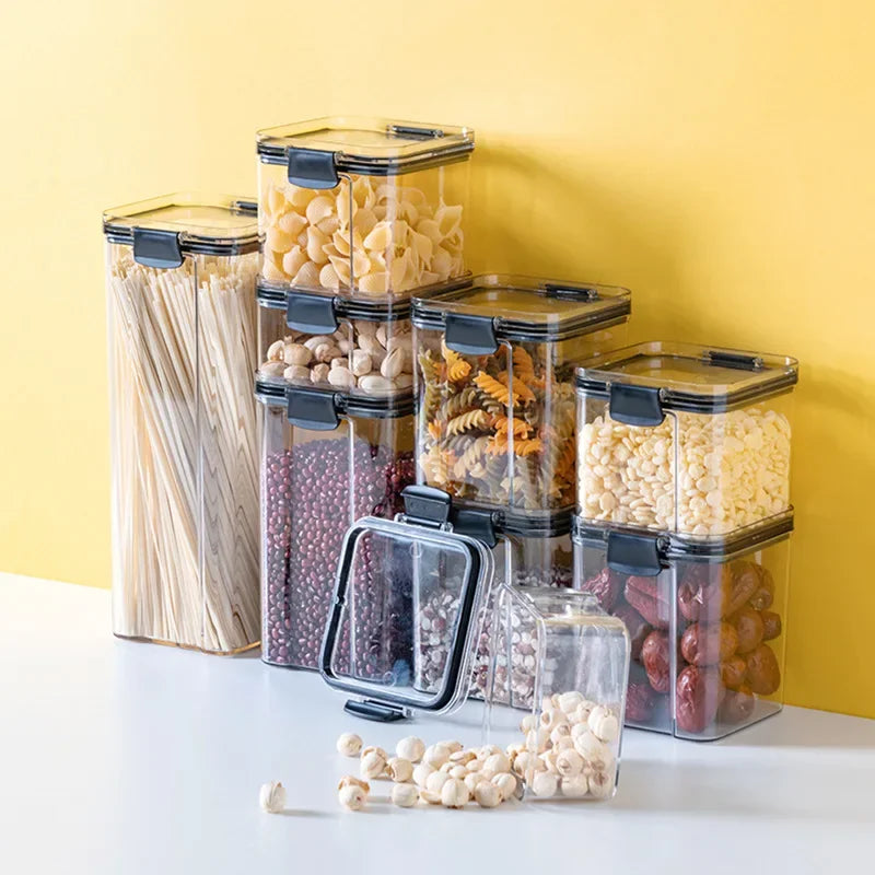 Afralia™ Kitchen Storage Food Container Cereal Organizer Breadbasket Plastic Order