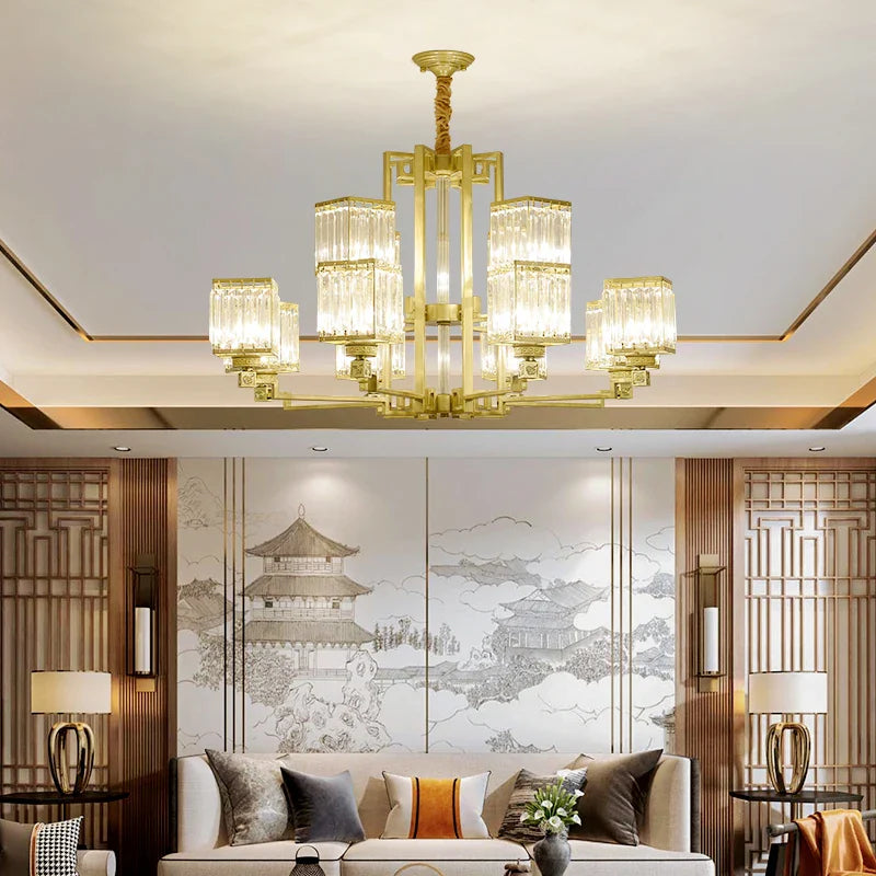 Afralia™ Luxury Crystal Chandelier for Living Room Dining Bedroom Hall Home Lighting