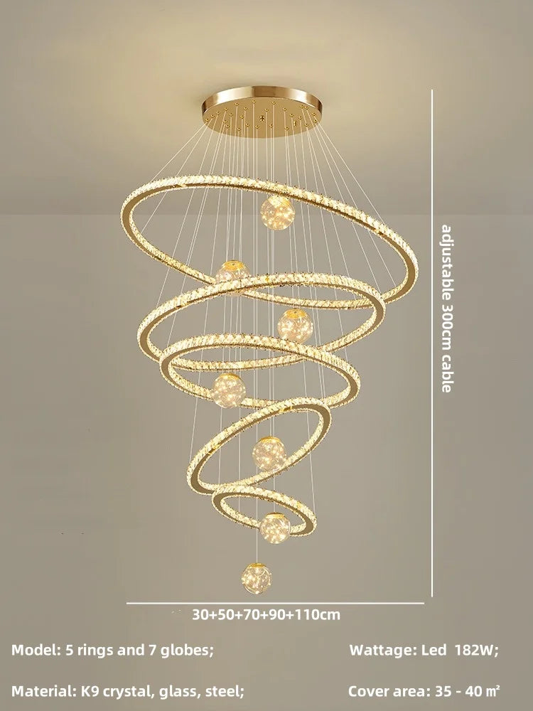 Afralia™ Modern LED Pendant Lights Chandelier for Foyer, Villa, and Stairs