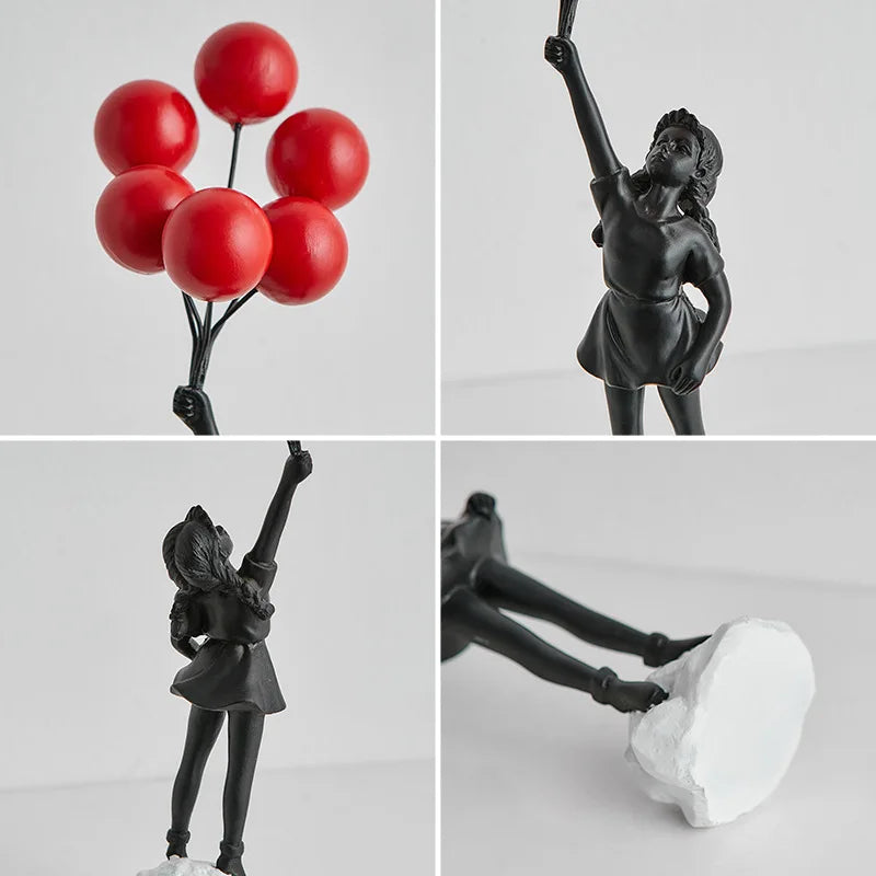 Afralia™ Banksy Girl Balloon Sculpture Figure for Modern Interior Decor