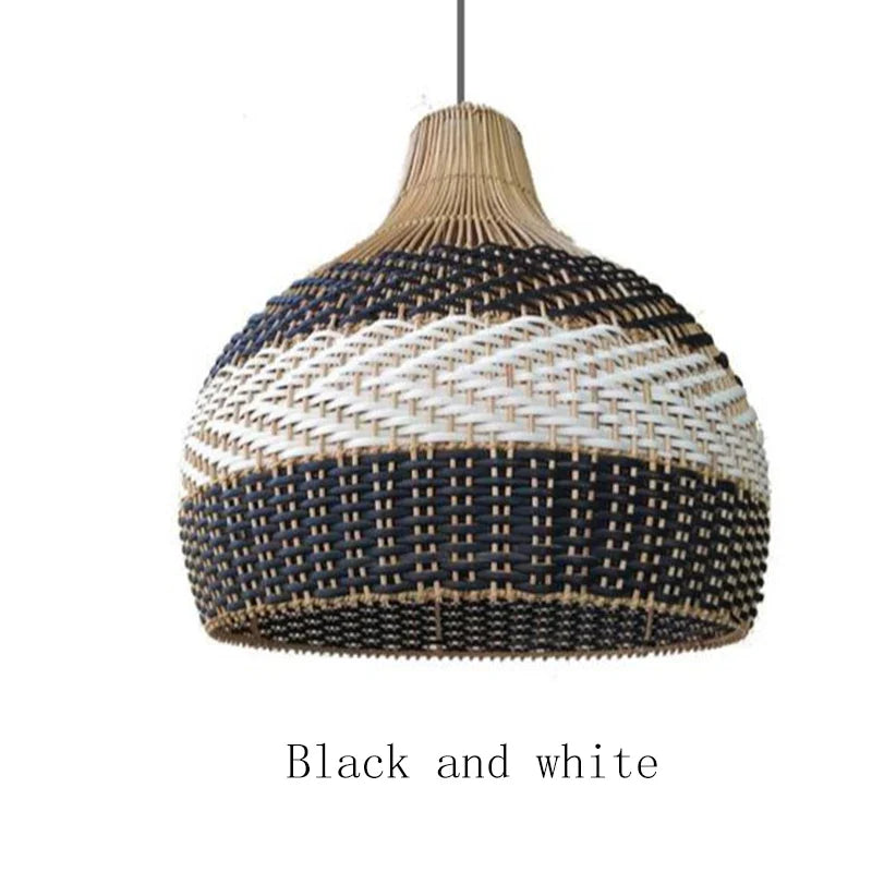 Afralia™ Serena Blue Rattan Pendant Light: Creative Boho Farmhouse Dining Room Lamp
