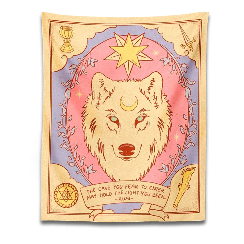 Afralia™ Tarot Tiger Tapestry Wall Hanging | Sun Moon Aesthetic Tapestries Bohemian Bedroom Decor