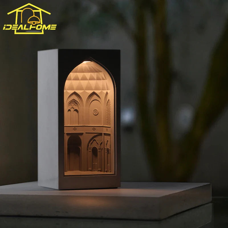 Afralia™ Persian Garden Concrete Table Lamp with Touch Dimming, Bedroom Desk Light