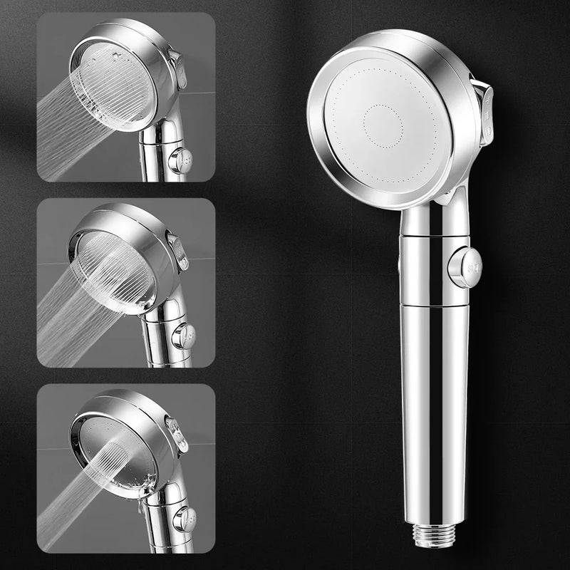 Afralia™ Chrome 3-Function High Pressure Shower Head with Cotton Filter and Water Saving