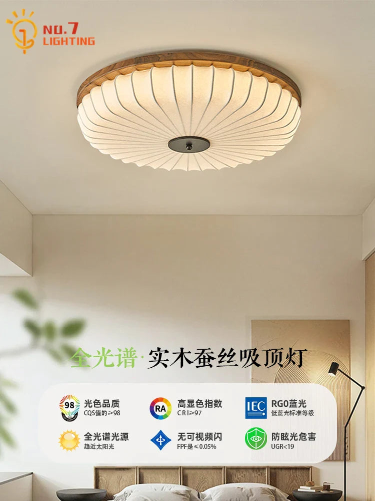 Afralia™ Minimalist Walnut LED Ceiling Light for Bedroom, Living Room, Kitchen