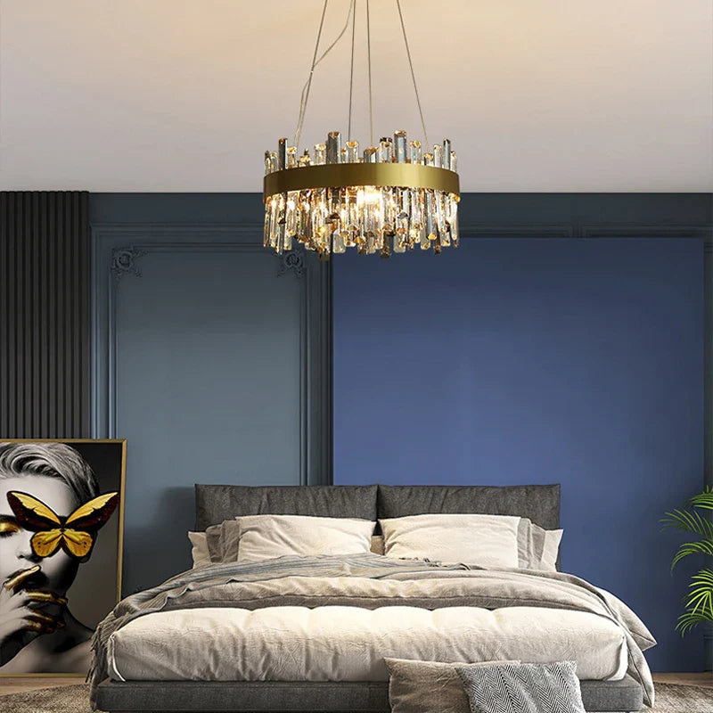 Afralia™ Crystal Ceiling Chandelier LED Hanging Lamps for Living Room Luxe Décor