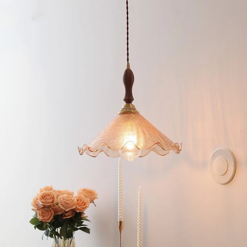 Afralia™ LED Glass Wood Pendant Lights | Modern Nordic Style Hanging Lamp for Home Décor