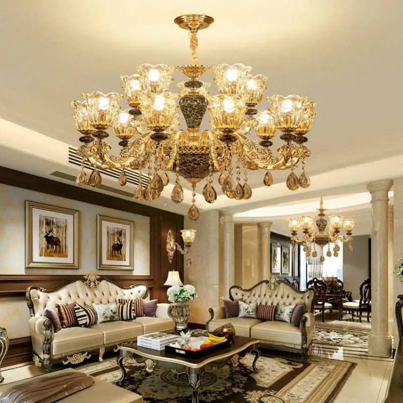 Afralia™ Luxury Crystals Chandelier | Elegant Ceramic Bedroom Lamp | Minimalist Villa Lighting