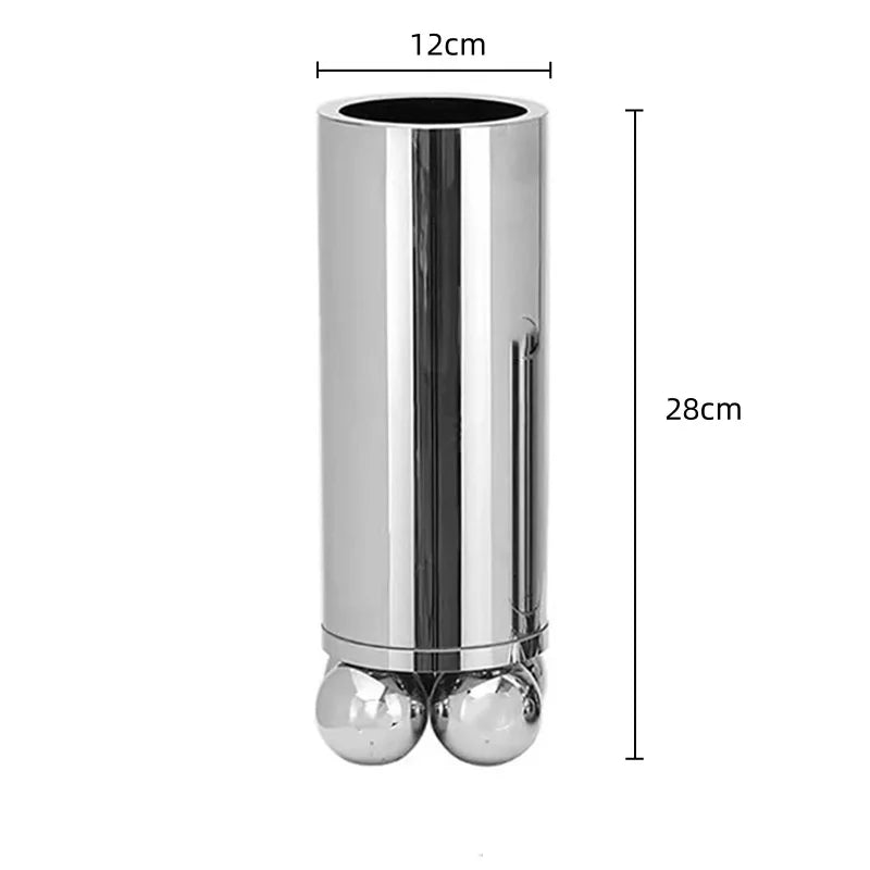 Afralia™ Silver Cylinder Vase Home Decoratinum