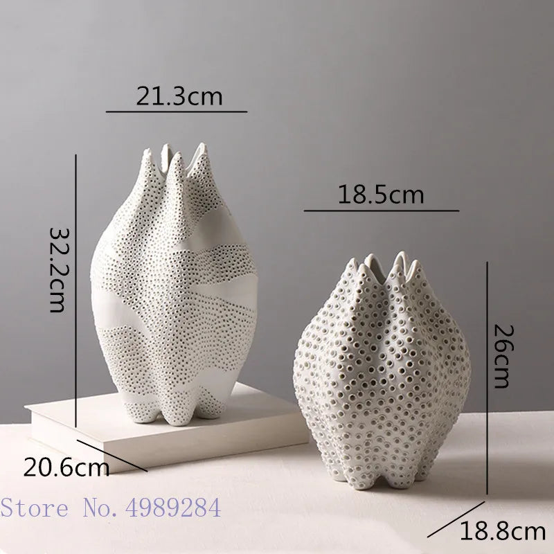 Afralia™ Dot Pattern Ceramic Vase: Handmade Abstract Geometric Home Decoration