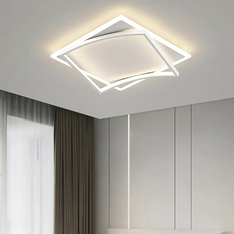 Afralia™ Geometric Square LED Ceiling Light with Remote Control for Study Living Room Bedroom