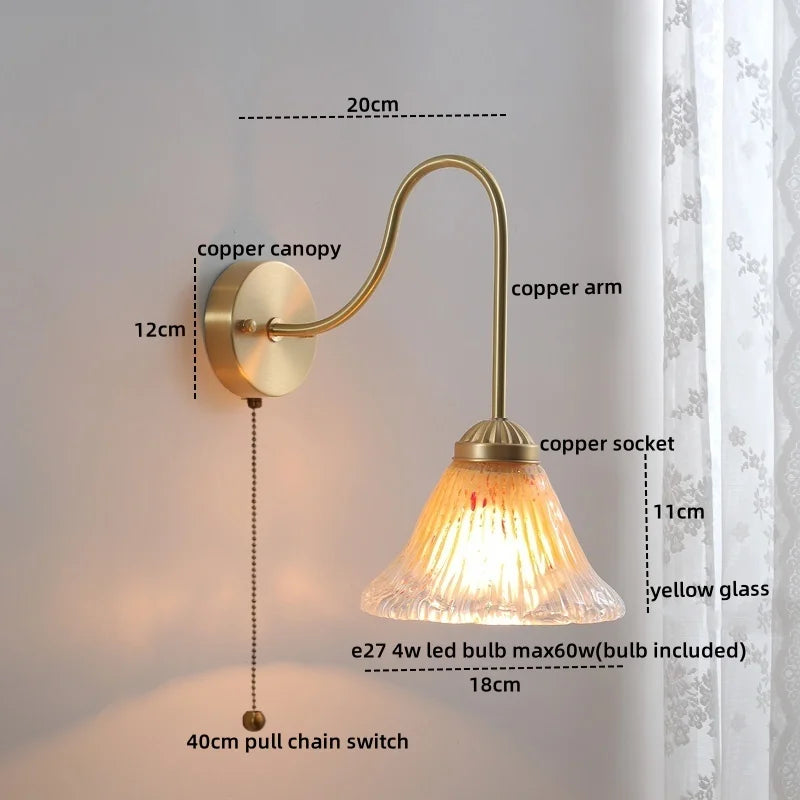 Afralia™ Copper Glass LED Wall Lamp for Nordic Modern Home Decor