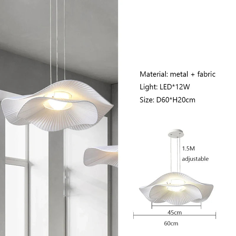 Afralia™ Nordic Minimalist Cream Fabric LED Chandelier for Living Room and Bedroom