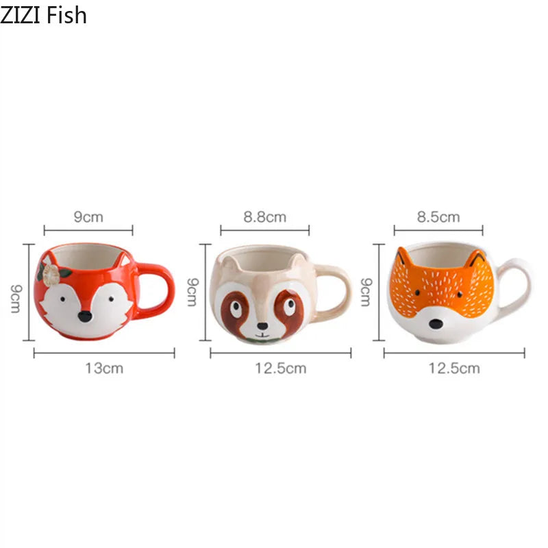 Cute Animal Head Ceramic Mug Set by Afralia™ for Kids & Christmas Gifts