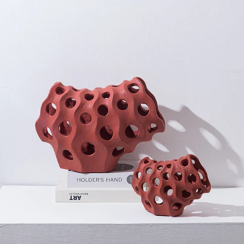 Afralia™ Coral Geometric Resin Sculpture Sea Creature Decor Figurine