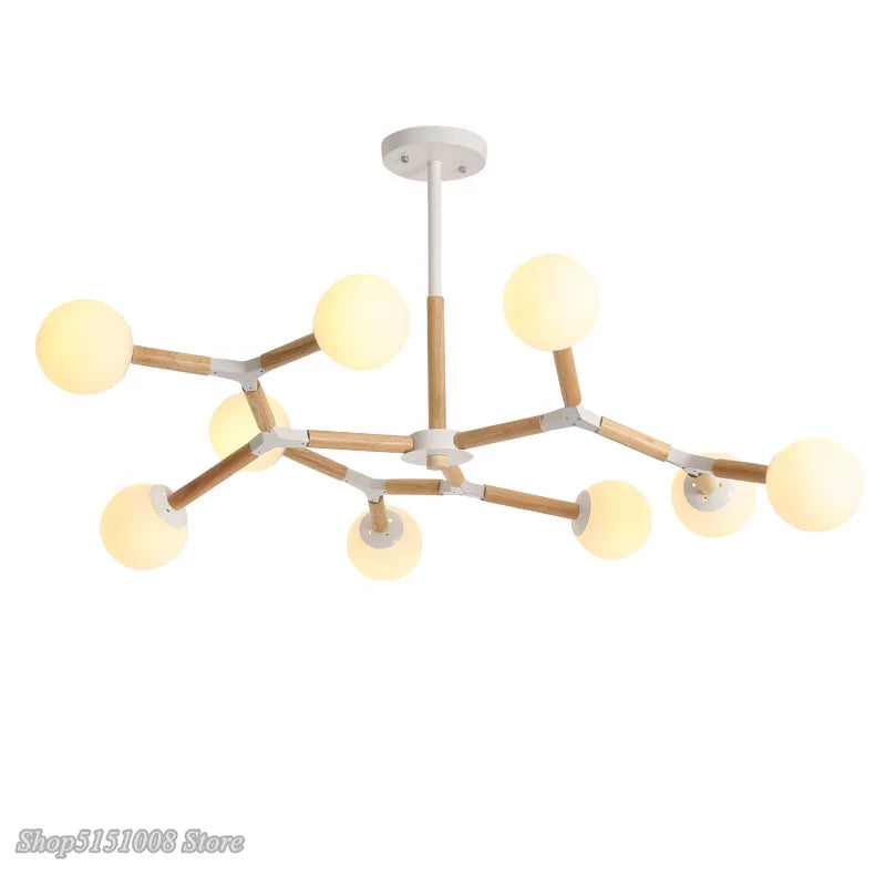 Afralia™ Modern Glass Chandeliers: Nordic Style Wooden Chandelier for Dining Room & Kitchen.