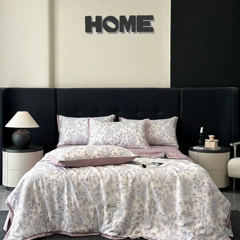 Afralia™ Cool Silk Summer Quilt Set with Sheets & Pillowcases