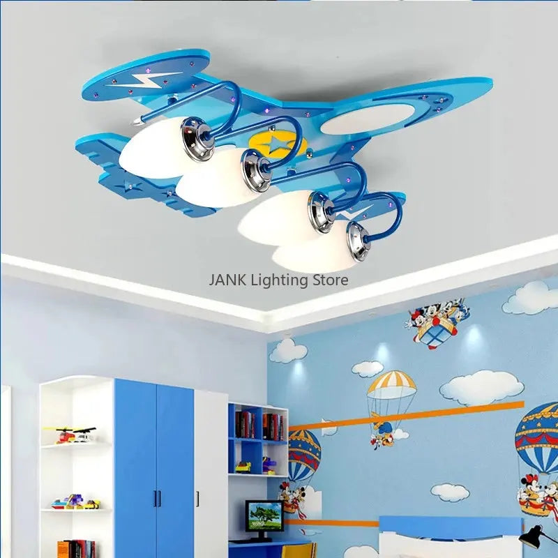 Afralia™ Airplane Kids LED Chandelier: Eye-Friendly Baby Boy Room Lighting for Environmental Decor.