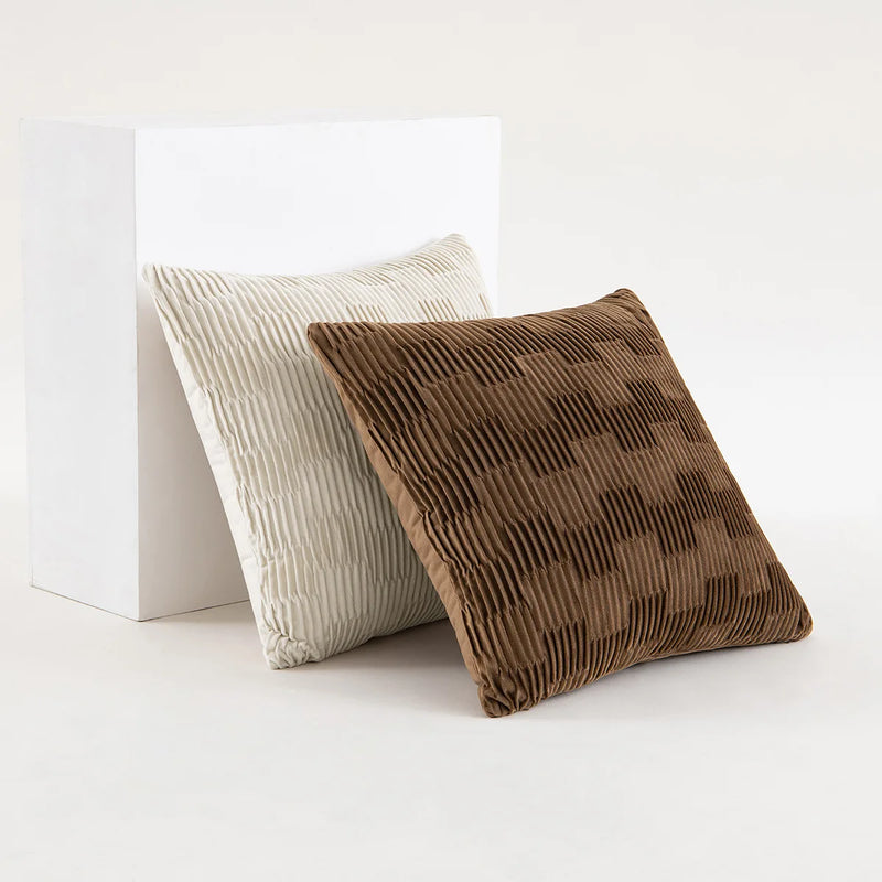 Afralia™ Spring Velvet Pleated Cushion Cover 45*45: Modern Simple Line Pillowcase Home Decor.