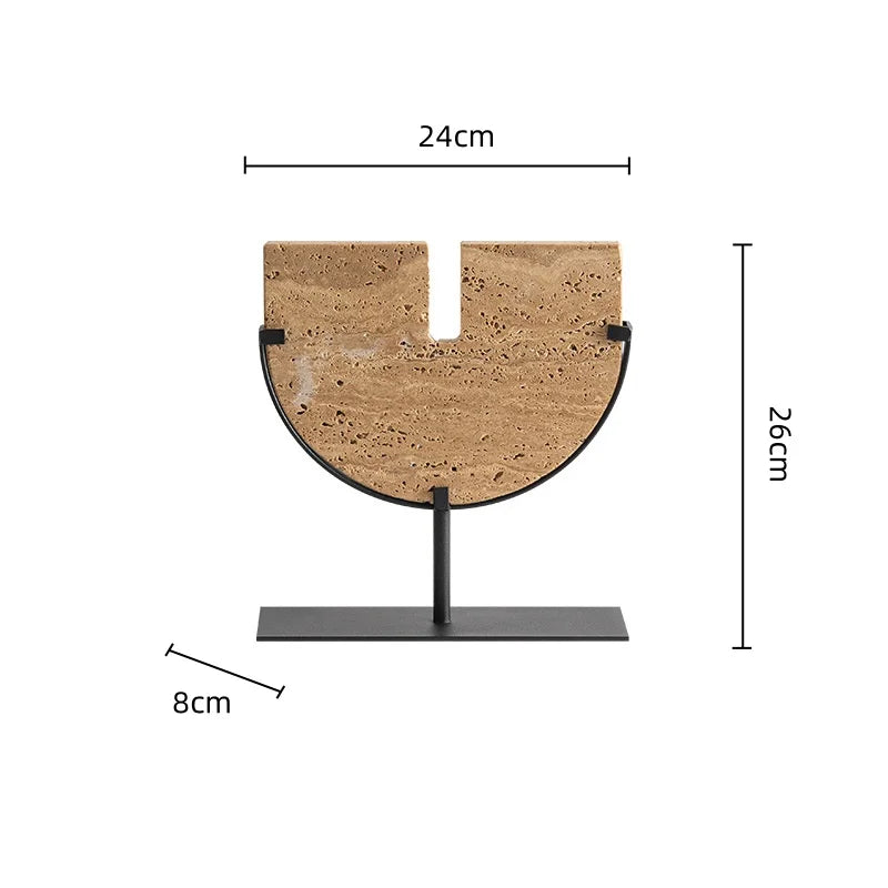 Afralia™ Yellow Cave Stone Semi-Circular Sculpture Figurine - Home Decor Ornament