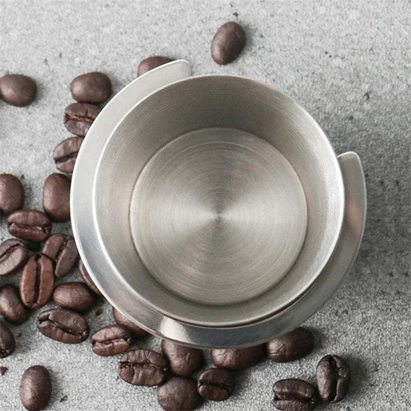 Afralia™ Stainless Steel Coffee Dosing Cup for Espresso Machine - 51/53/58mm - Coffeeware