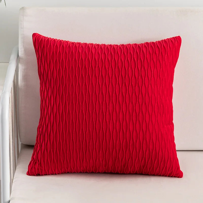 Afralia™ Velvet Striped Pleated Square Pillowcase
