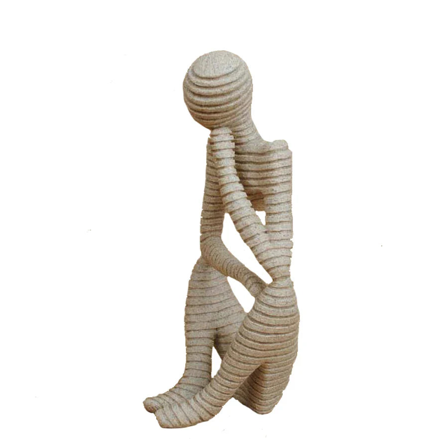 Afralia™ Thinker Statue Sandstone Sculpture Modern Home Office Decor