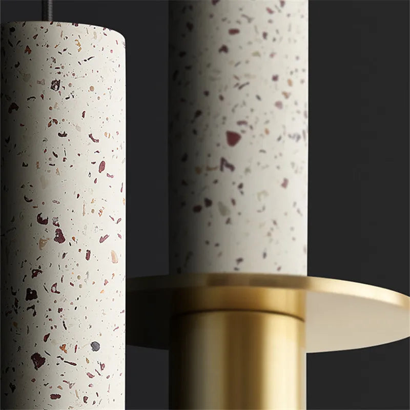 Afralia™ Marble Terrazzo Chandelier Lamp: Modern Cylindrical Spot Light for Restaurant, Bedroom