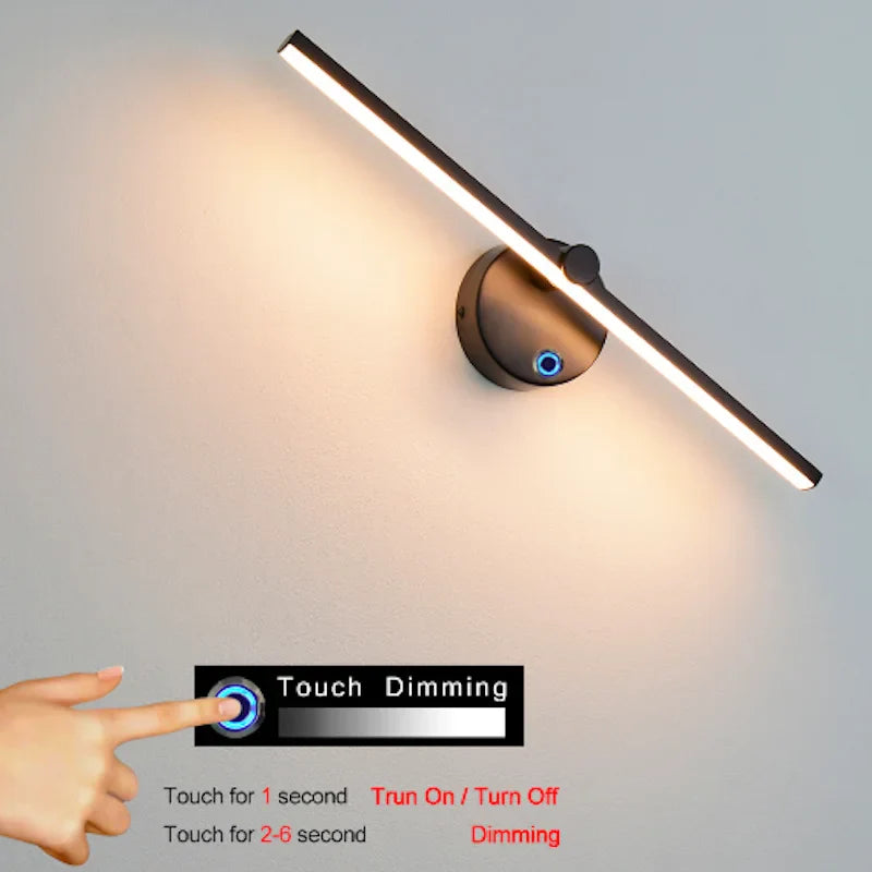 Afralia™ Linear LED Vanity Wall Light with Switch, 300° Rotation, 41CM - Nordic Minimalist Style