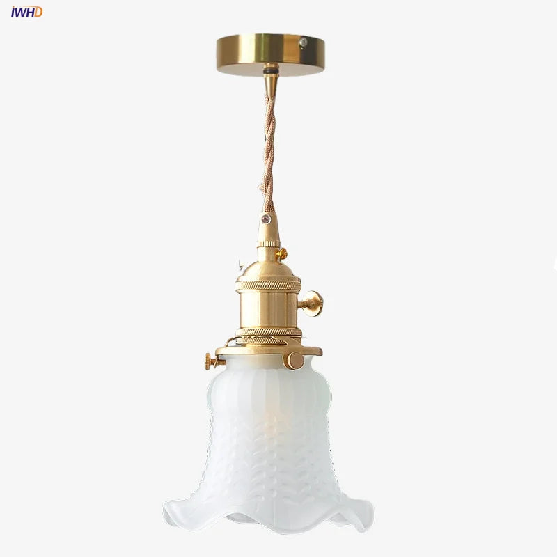 Afralia™ White Bud Glass LED Pendant Light - Modern Kitchen Restaurant Hang Lamp