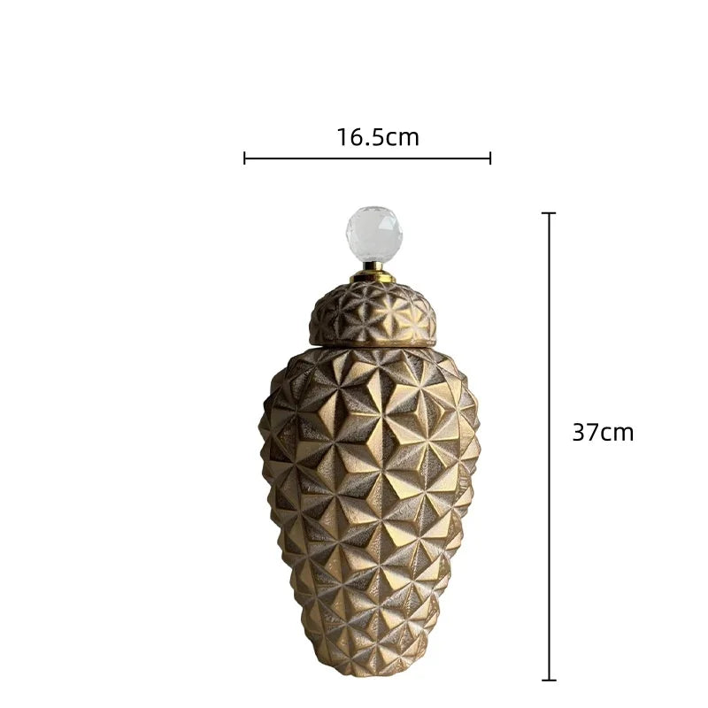 Afralia™ Geometric Diamond Ceramic Vase: Stylish Flower Arrangement Décor Jar