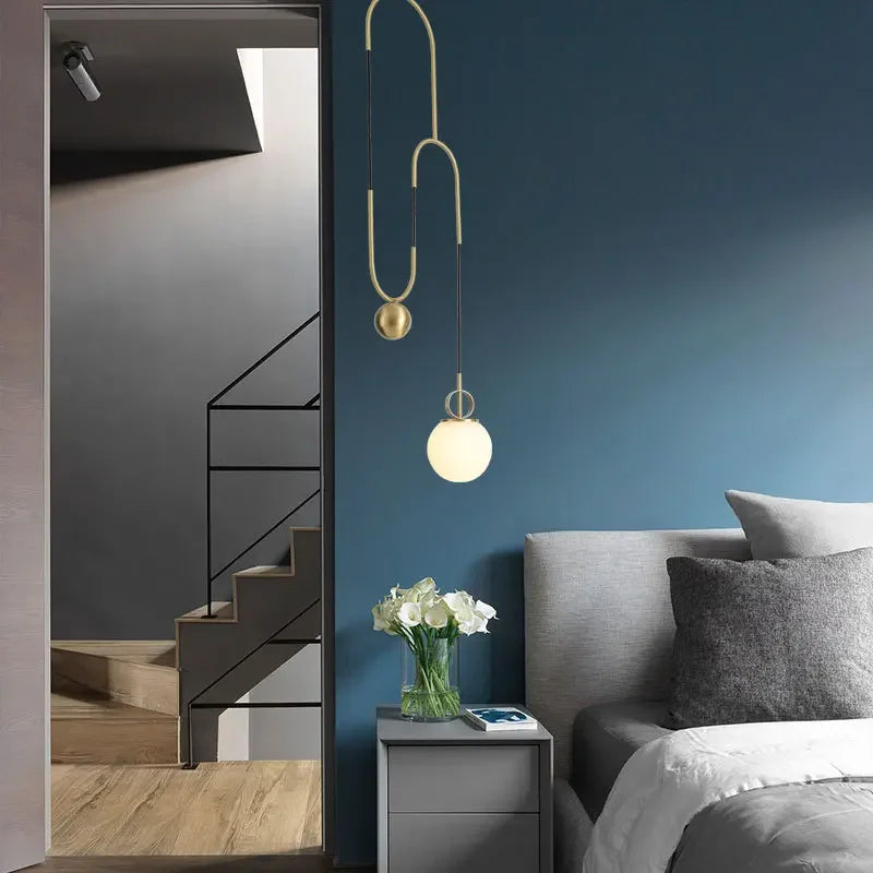 Afralia™ Glass Ball Pulley Pendant Light: Modern Indoor Hanging Lamp for Living Room & Bedroom