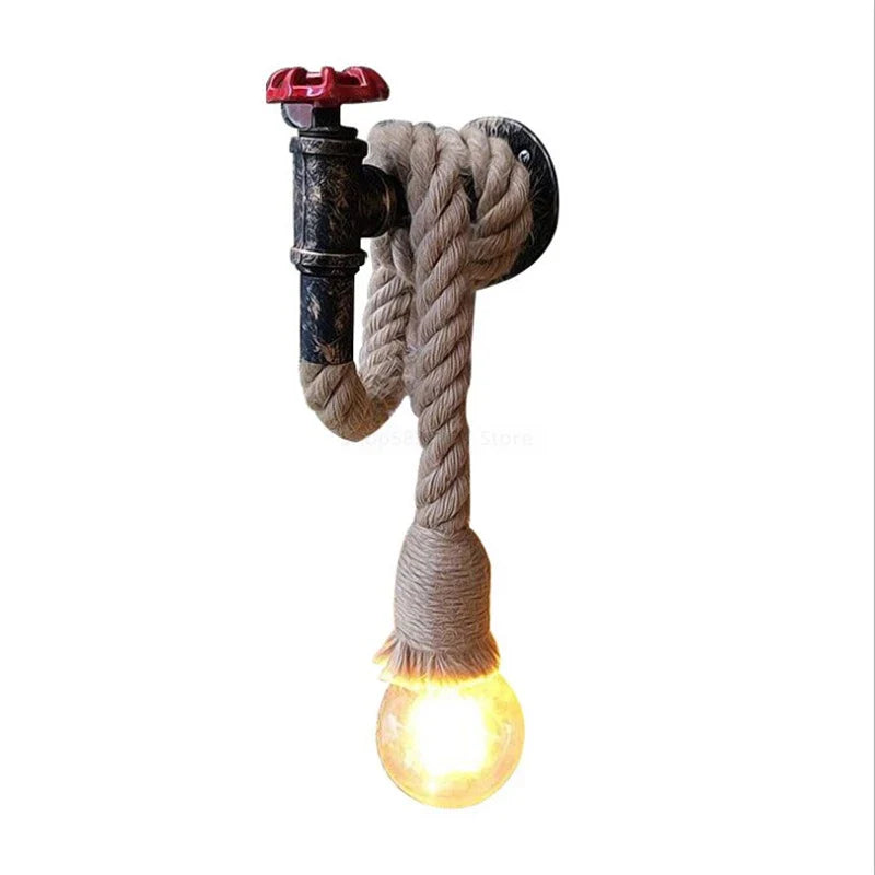 Afralia™ Industrial Loft Hemp Rope Wall Lamp for Kitchen Living Room Bar Lighting