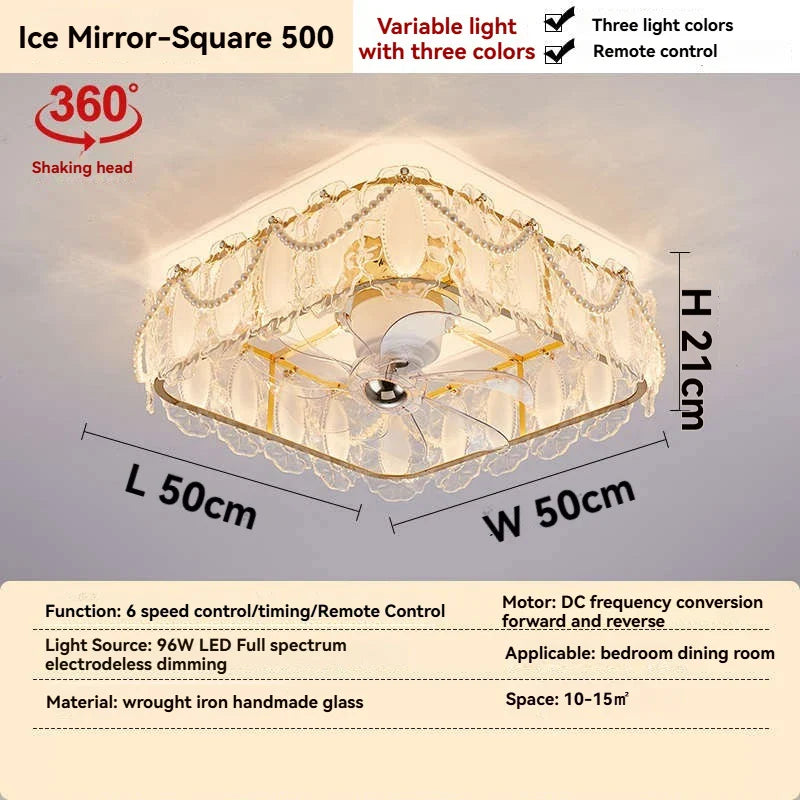 Afralia™ French Cream Feather Shell Ceiling Fan Light - Smart Home Style