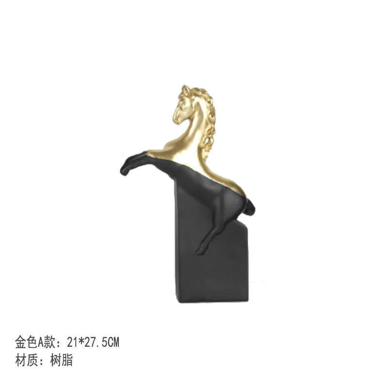 Afralia™ Resin Horse Statue Abstract Sculpture Figurine Home Decor Art Ornament