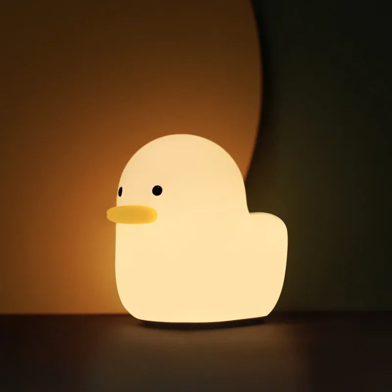 Afralia™ Cute Dull Duck Night Light USB Charging Kids Room Bedside Lamp