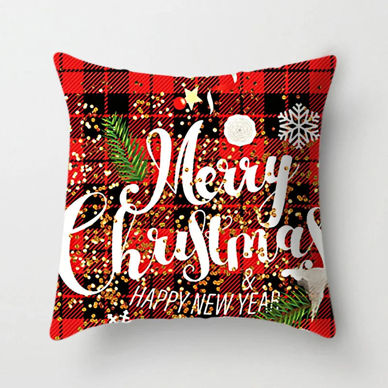 Afralia™ Christmas Cushion Cover 45x45cm Xmas Pillowcase for Sofa - Happy New Year 2023