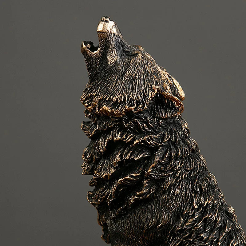 Afralia™ Roaring Wolf Resin Statue for Interior Office Desktop Decor