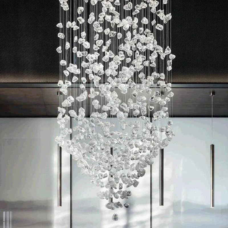 Afralia™ Crystal Chandelier: Modern Staircase LED Lighting for Hallway & Lobby