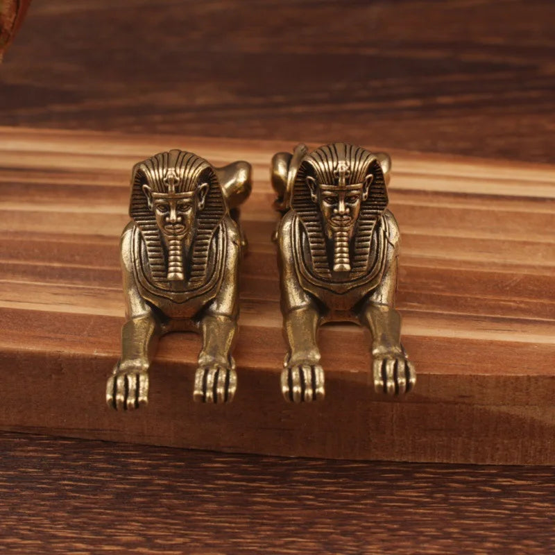 Afralia™ Golden Sphinx Brass Egyptian Sculpture Vintage Decor Figurines Home Decor Accessories