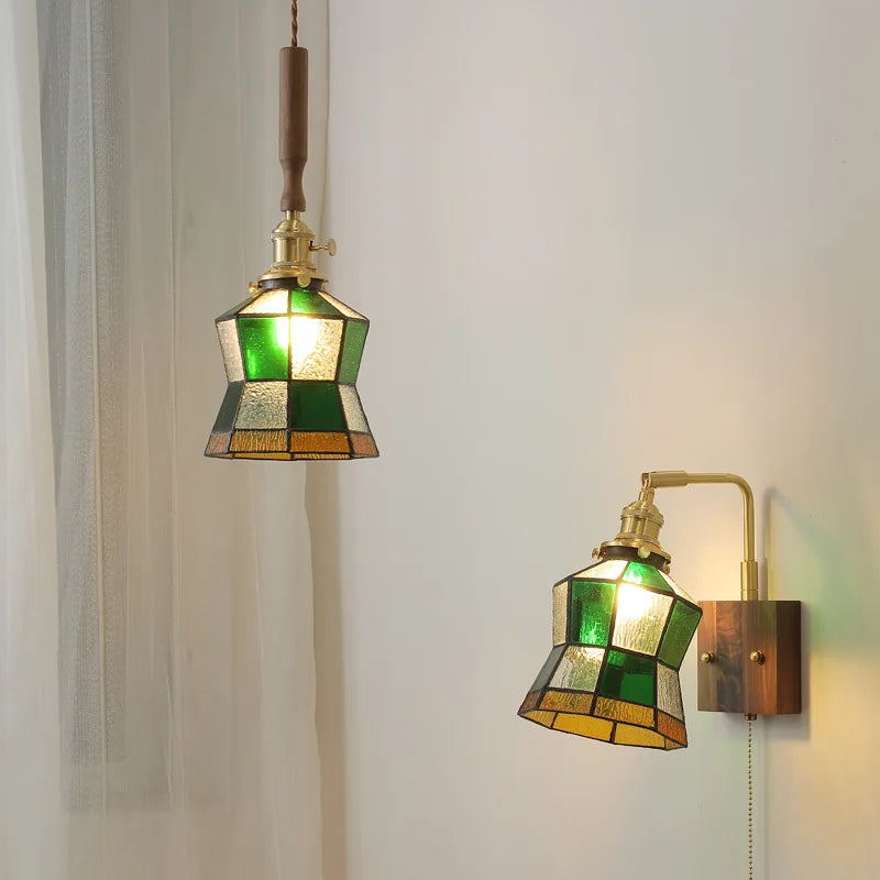 Afralia™ Nordic LED Pendant Lamp Walnut Copper Glass Hanging Lights Fixtures