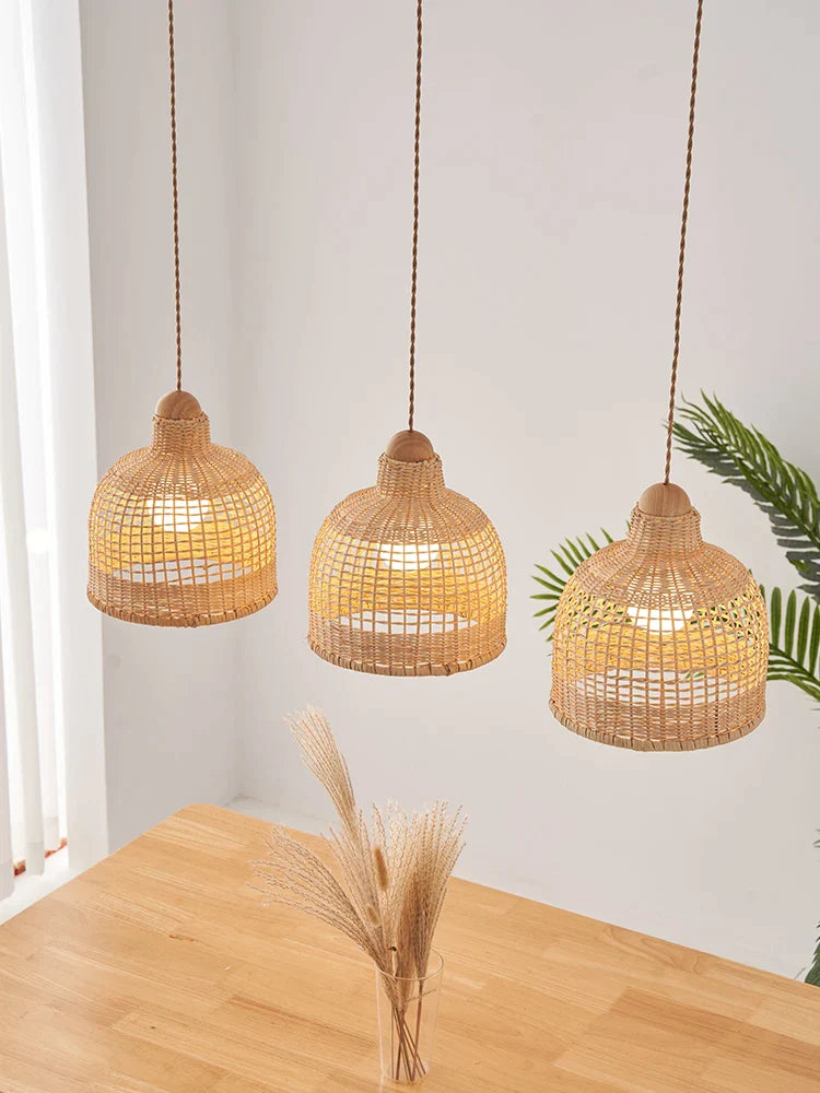 Afralia™ Bamboo Pendant Lamps in Handmade Natural Wabi Sabi Style for Home, Dining, Bar Island