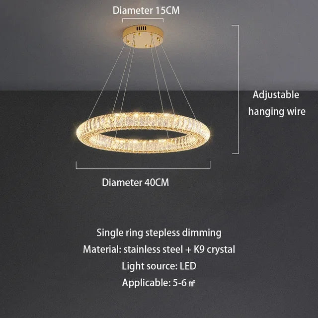 Afralia™ Ring Crystal Chandelier: Luxury Living Room Light for Modern Ambiance