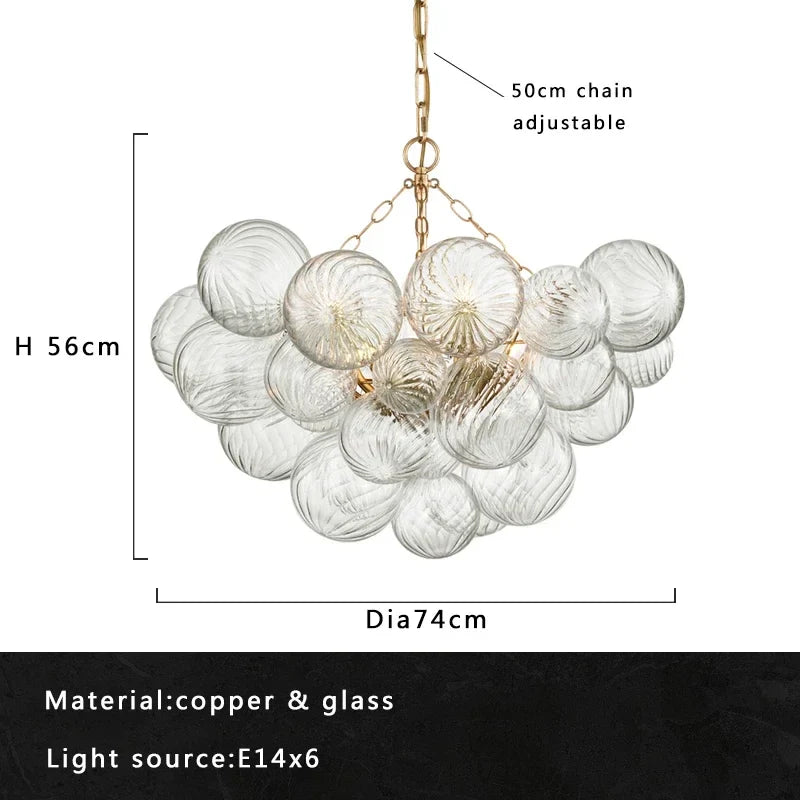 Afralia™ LED Glass Bubble Chandelier E14 for Modern Living Room Decor.