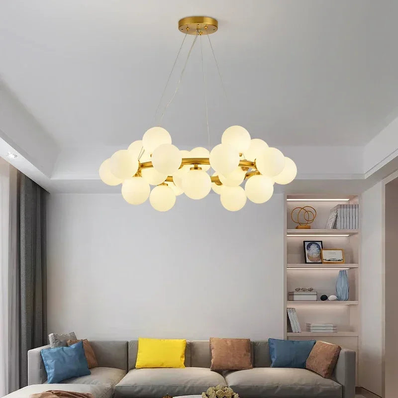 Afralia™ Glass Ball Ceiling Chandelier for Dining and Living Room Decor