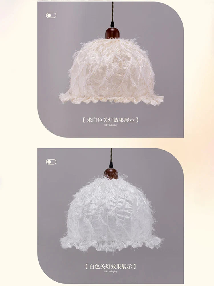 Afralia™ Pink Fabric Tassels Chandelier for Girl Bedroom, Beauty Salon & Cafe Room Lighting