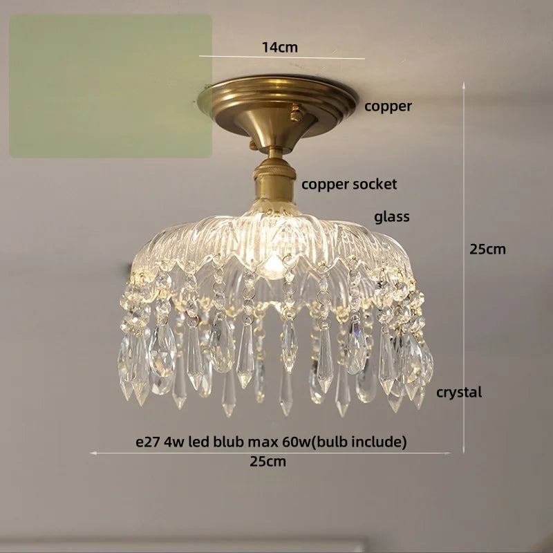 Afralia™ Crystal Glass Luxury LED Ceiling Light for Hallway Bedroom Corridor Interior Decor