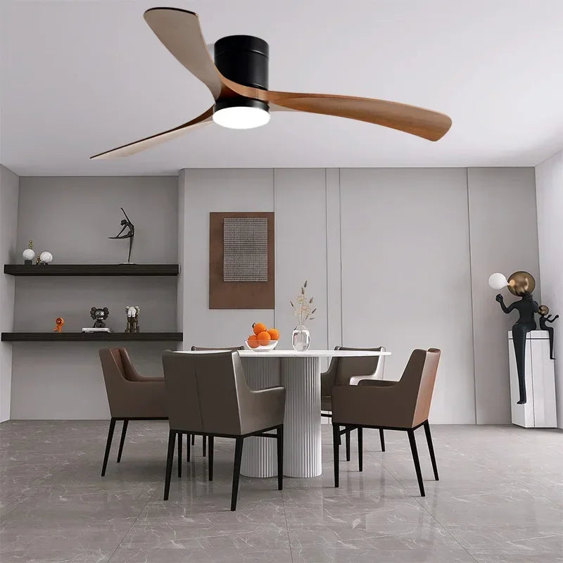 Afralia™ 46" Modern Black Ceiling Fan with Remote Control and LED Light